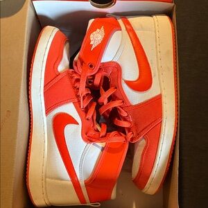 Nike Orange and White High-Top Sneakers